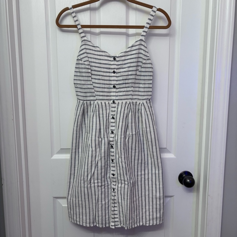 Cream Stripe Button Front Dress | Old Navy XS